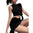thumbnail image 4 of Argulvti Womens Summer Sexy Skirt Sets Outfits Streetwear Flowers Ruffles Tassel Sleeveless Tank Tops + High Waist Mini Skirt Sets, 4 of 9