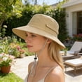 thumbnail image 4 of Sombrero de pescador de ala ancha, ajustable con cordón, resistente al viento y con hebilla, ideal para viajes al aire libre y senderismo, con protección UV., 4 of 8