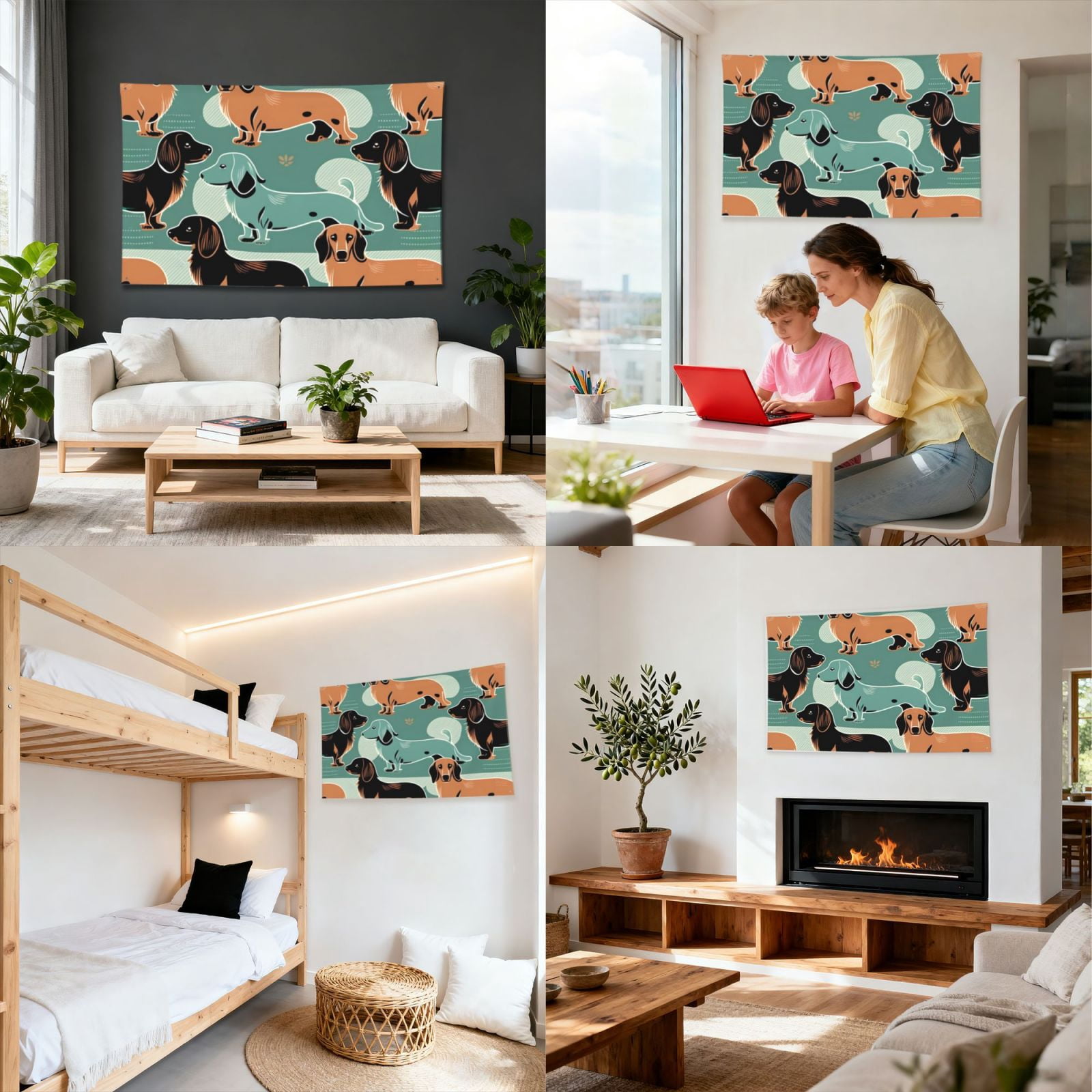 Dachshund Cute Retro Four Hole Decorated Banner Flag for Garden Yard Home Decoration Indoor Outdoor 4x6 Ft