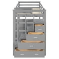 thumbnail image 4 of Harper & Bright Designs Stairway Bunk Bed Twin over Twin, Wooden Twin Size Bunk Bed Frame with 6 Storage Drawers and Staircase for Boys and Girls Adults, Gray, 4 of 20