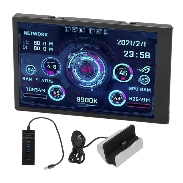 Computer Secondary Screen,3.5in IPS USB PC PC Data Monitor CPUGPU Display Screen Compact and Lightweight