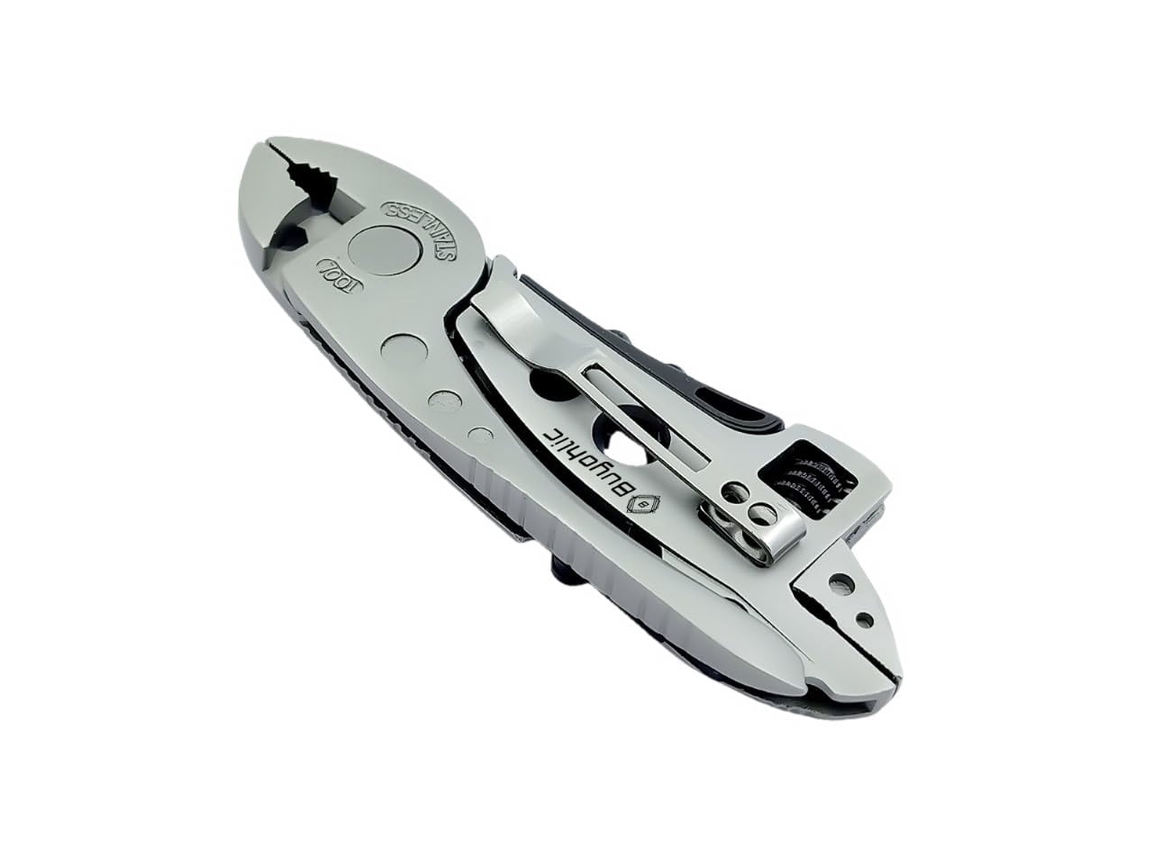 Buyohlic Multitool Wrench with 7 Tools/Pliers/Wire Cutter/Flat Screwdriver Adjustable Multi Purpose Stainless Steel Tool