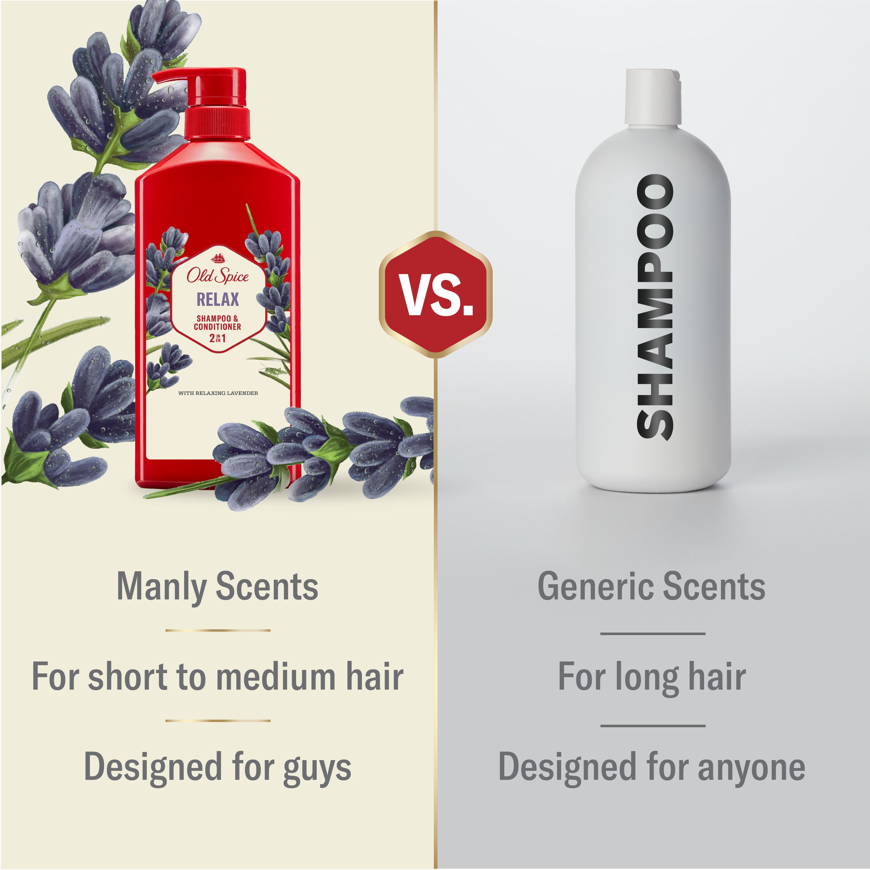 Shampooing et revitalisant 2 en 1 pour hommes Old Spice Relax avec lavande, pour des cheveux épais et sains 650ML