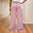 thumbnail image 4 of LIJCC Girls Drawstring Sweatpants High Waist Elastic Waist Wide Leg Athletic Joggers Solid Color Workout Casual Pants(Pink,9-10 Years), 4 of 7