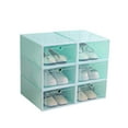 thumbnail image 1 of Saient Wide Clear Pull Down Front Access Shoe Box, Stackable Floding DIY Shoe Drawers Storage Container Organizer, 1 of 5