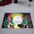 thumbnail image 2 of EREHome Hipster Crâne Set de Support de Plaque de Set de 6, Tapis de Table Protecteur 12x18 Pouces, 2 of 5