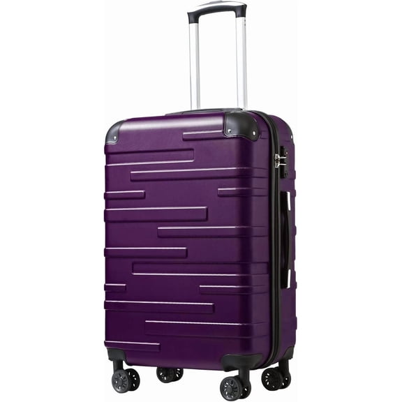 Coolife Hardside Checked Luggage with TSA Lock, Spinner Wheels, Adjustable Handle, Lightweight ABS Suitcase (28 in)