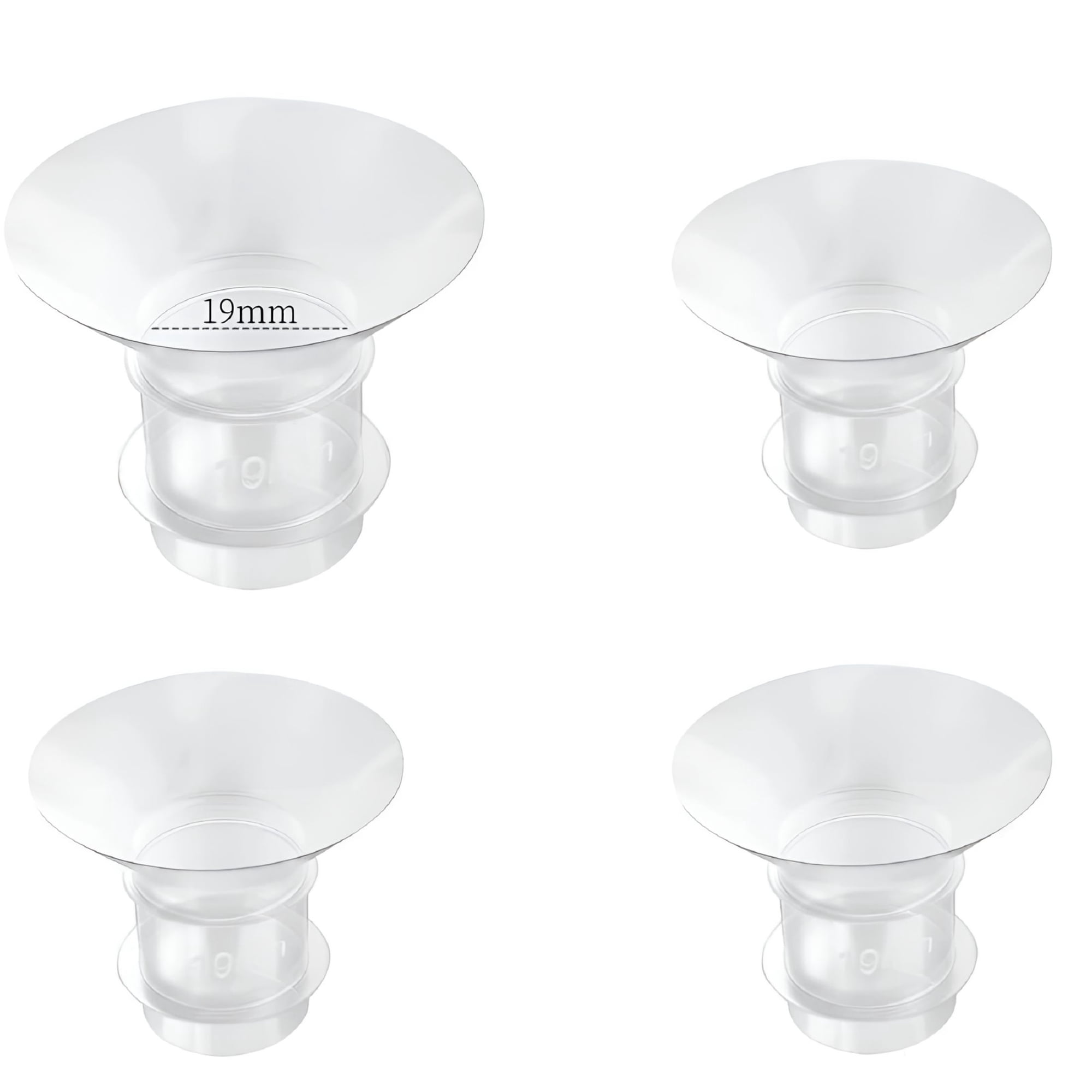 XIRQI 4 Pack 19mm Flange Inserts for 24mm Wearable Breast Pump Shields, Reduce Nipple Tunnel Size, BPA-Free Silicone Pump Accessories