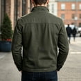 thumbnail image 6 of Rexolia Men’s Jacket Slim Fit Washed Fabric Multi Pocket Workwear Stand Collar Zip Army Green L, 6 of 6