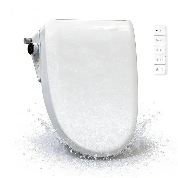 WHALLULTRA Elongated Bidet Toilet Seat with Remote Control, Heated Seat Smart Toilet Seat, Instant Warm Water, Stainless Steel Nozzle, White