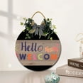 thumbnail image 2 of Eveokoki 12" Rustic Sign Hello And Welcome Sign Door Decor Wooden Front Door Hanger Wall Art Door Hanging Fall Winter Farmhouse Indoor Outdoor Home Porch Yard Decor, 2 of 5
