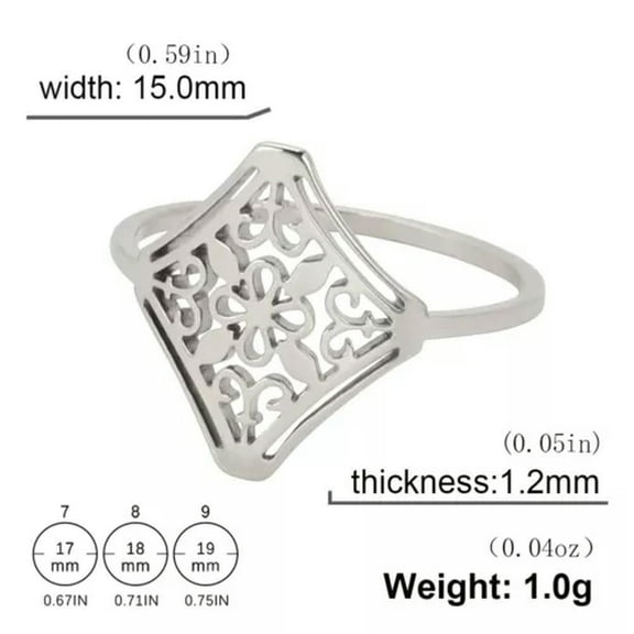 Vintage Filigree Flower Ring Women Stainless Steel Rings Wedding Band Jewelry
