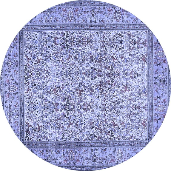 Ahgly Company Machine Washable Indoor Round Persian Blue Traditional Area Rugs, 8' Round