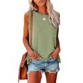 thumbnail image 2 of JIAYUE Women's Tank Top Sleeveless Lightweight Crew Neck Basic Loose Fit Versatile Solid Color Casual With Pocket Female Summer Vest, 2 of 5