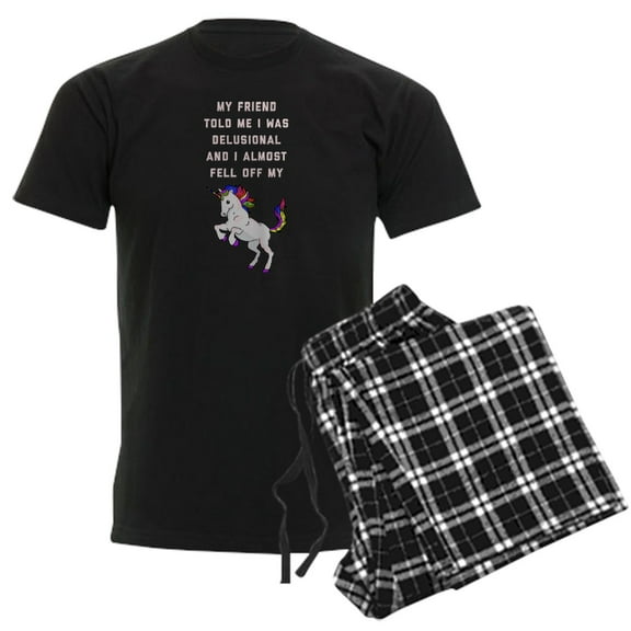 CafePress - I Almost Fell Off My Unicorn Men's Dark Pajamas - Men's Dark Loose Fit Cotton Pajama Set