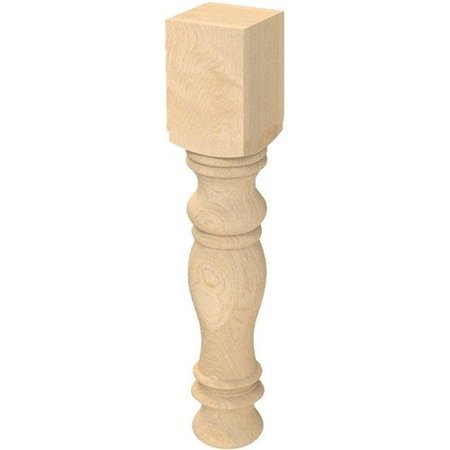 Hard Rock Maple Wood (Brown Wood 5 Inch Square x 29.25 Inch Height Large Diameter English Country Table Leg with Foot - Hard Maple)