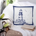 thumbnail image 3 of 20x20 Pillow Covers Set of 2, Lighthouse Throw Pillow Covers Decorative Couch Cushion Case, Ocean Seagull Vintage Navy Blue Coastal Boat Microfiber Square Pillowcases for Bedroom Car Living Room, 3 of 7