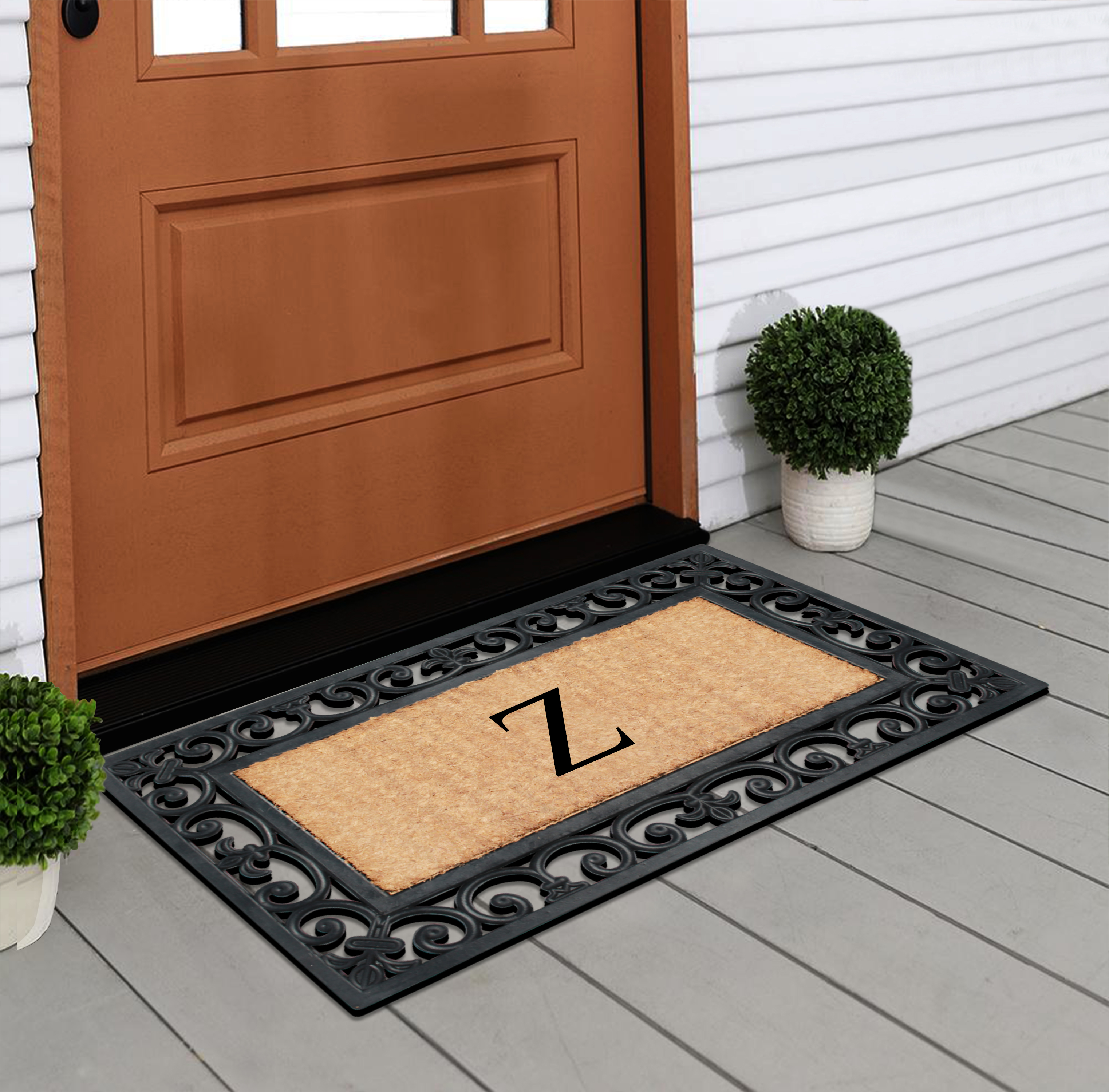A1 Home Collections Outdoor Paisley Front Entrance Doormat, Black/Brown, 30 in x 18 in