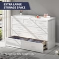 thumbnail image 5 of ijuicy Queen Size Murphy Bed Cabinet with Built-in Charging Station and Storage Drawer, Solid Wood Cabinet Bed Queen Size with Mattress, Murphy Cube Chest Bed for Guest Room, Home, Office- White, 5 of 7