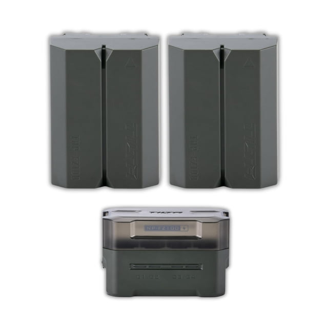 Batería de Alta Capacidad Tilta NP-FZ100 2400mAh con Puerto USB-C (Verde, Paquete de 2) y Estación de Carga Portátil (3 Artículos)