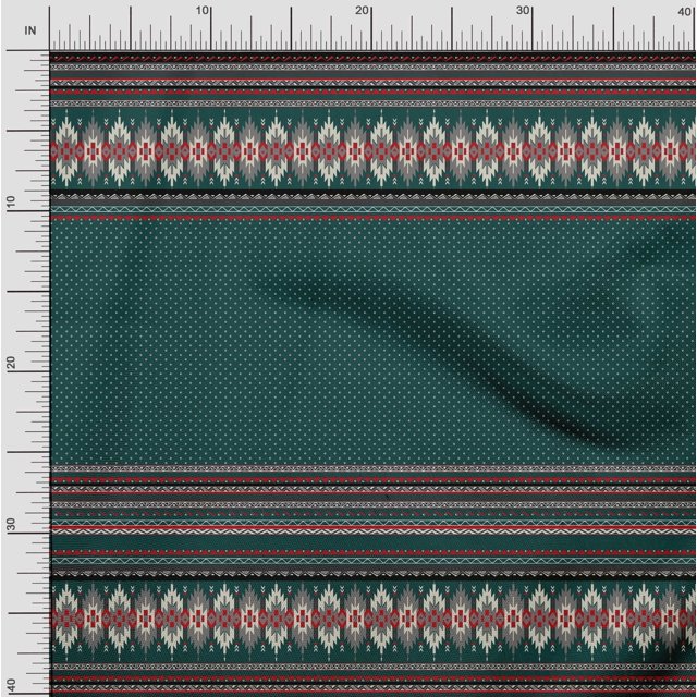 Soimoi Poly Georgette Fabric Dot & Aztec Panel Print Fabric by Yard 42 Inch Wide