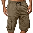 thumbnail image 2 of Cargo Shorts for Men Elastic Waist Summer Casual Straight Leg Knee Length Hiking Shorts with Pockets, 2 of 7
