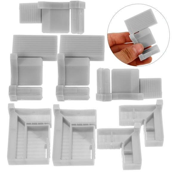 CRILSTYLEO Corner Connection Pieces 2 Sets Plastic Furniture Corner Brace Abs Grey For Storage 11 8 7 9 3 9in