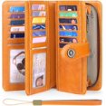 thumbnail image 2 of LAICAIW Women's Wallet Genuine Leather RFID Blocking Large Capacity Trifold Ladies Wallet, AX-Orange, Compact, 2 of 7