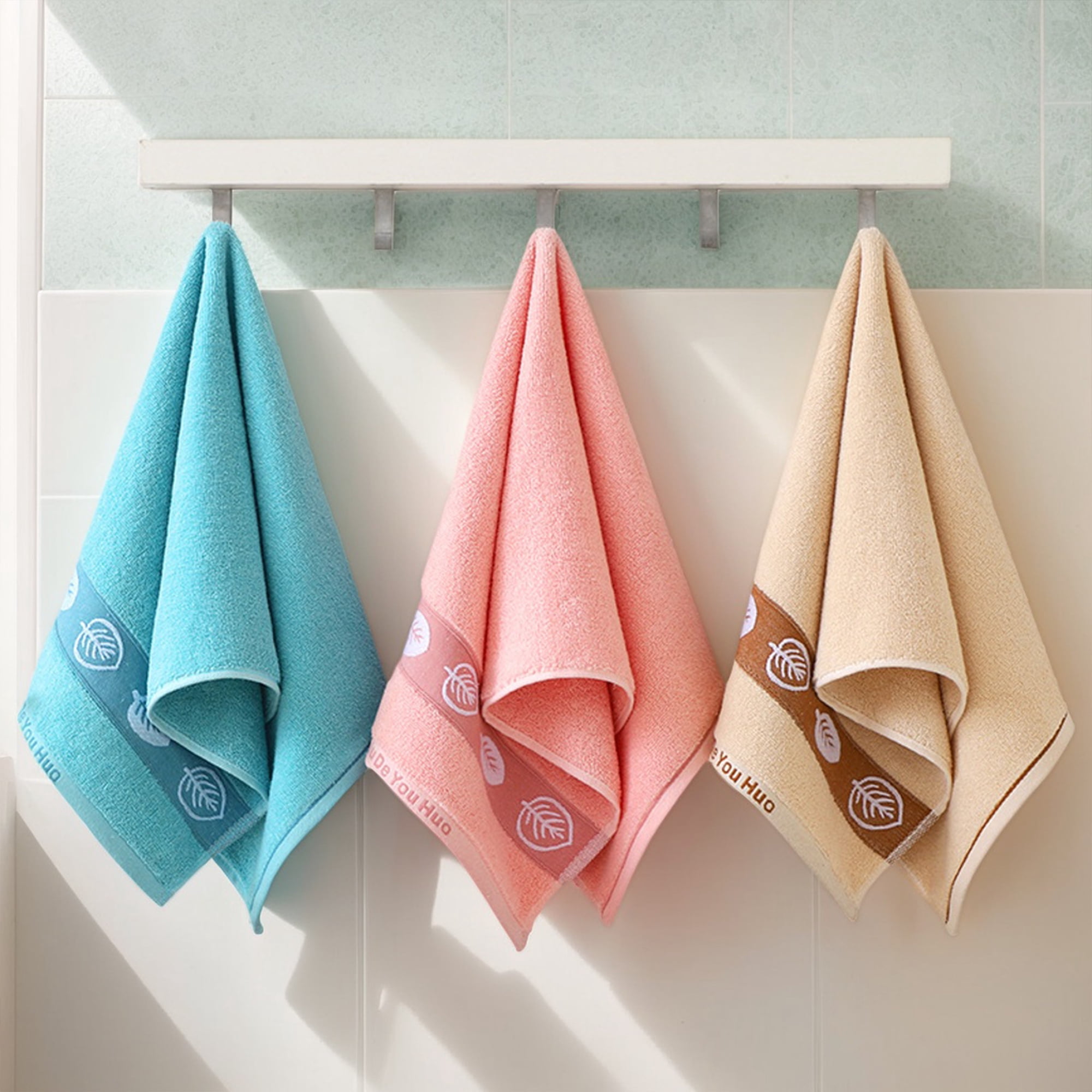 Unique Bargains Soft Absorbent Decorative Hand Towels Set Brown 4 Pcs