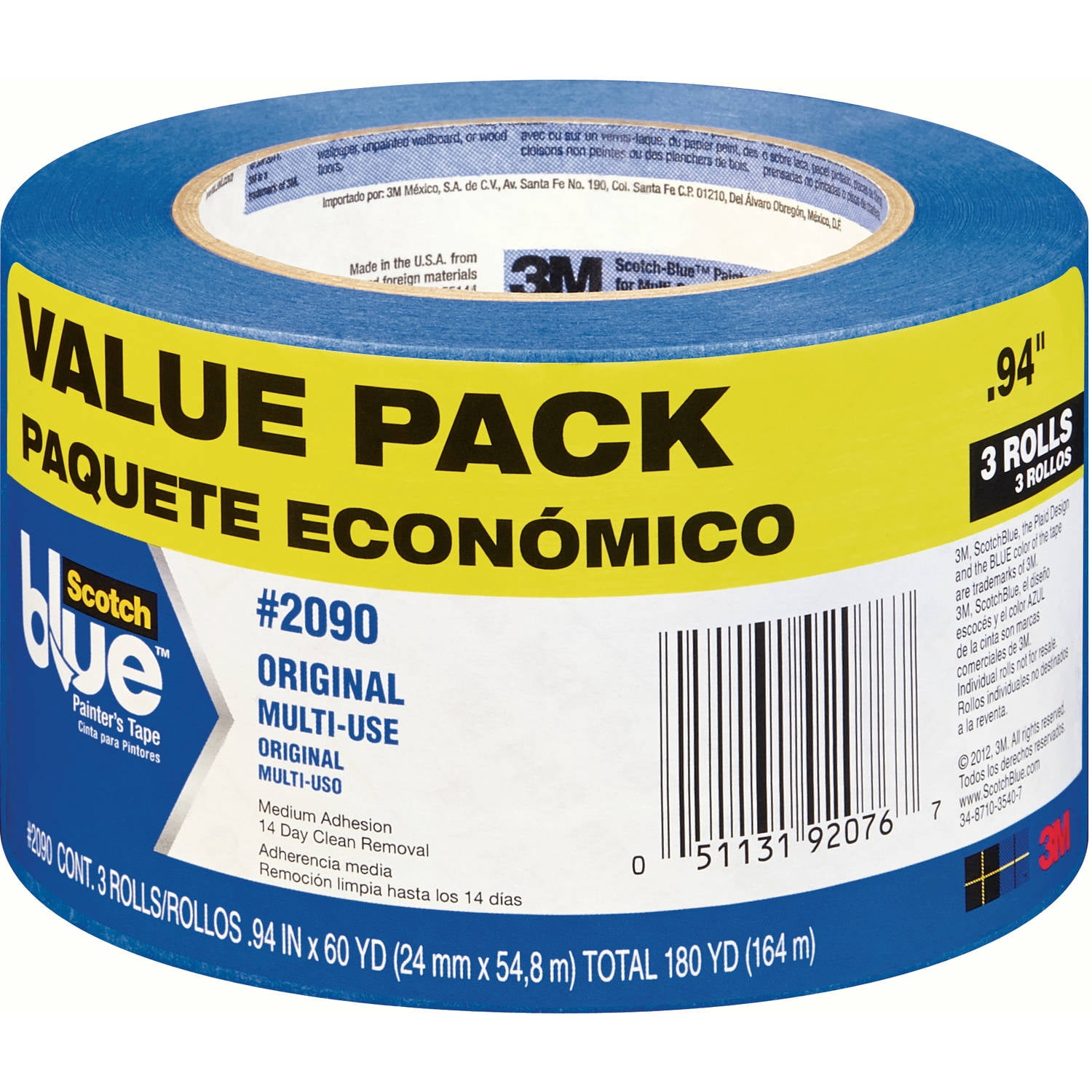 ScotchBlue Original MultiSurface Painter's Tape, .94" x 60 yd, 3pack