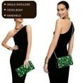 thumbnail image 3 of TSOVTHRID Green Shamrock Print Womens Clutch Purses Ladies Evening Handbags with Detachable Chain Leather Envelope Bag for Women Wedding Party Cocktail Prom St. Patrick's Day, 3 of 7