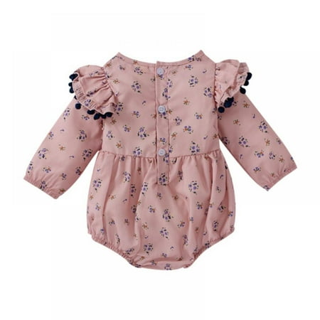 

Clearance Baby Girls Long Sleeve Romper Jumpsuit Cute Princess Floral Pleated Romper Summer Clothes Summer Clothes Casual Round Neck Newborn Outfit 0-12 Month