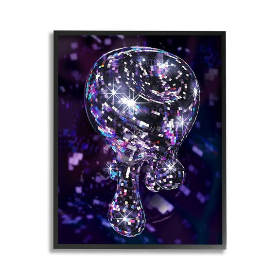 Stupell Industries Abstract Dripping Disco Abstract Painting Black Framed Art Print Wall Art, 11 x 14