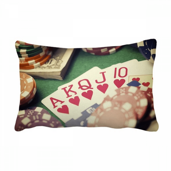 Hearts Flush Poker Gambling Photo Throw Pillow Lumbar Insert Cushion Cover Home Decoration