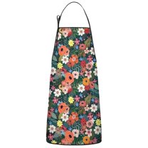 Pioneer Flower Floral Print Pattern Apron-Garden Aprons for Women with Pockets-Cotton Linen Waterproof Kitchen Cooking Gardening Aprons Adjustable for Kitchen,Cooking,BBQ and Salon 33x27 Inch