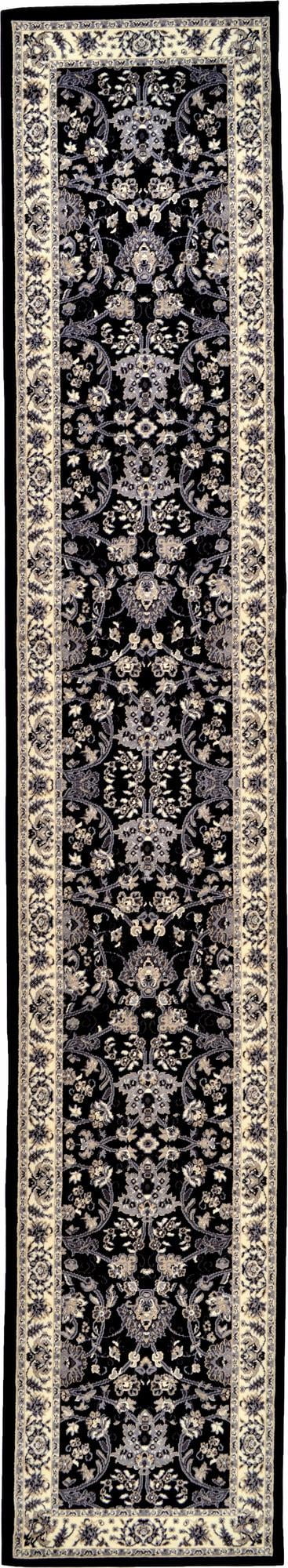 Yasmin Collection Elegant Black Polypropylene 16' Runner Rug