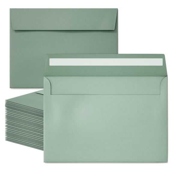 50 Pcs 5x7 Envelopes Sage Green, A7 Size for Invitations, Wedding Stationery, Greeting Cards, Mailing, Professional Finish, Sage Green