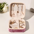 thumbnail image 5 of PhooArto Small Jewellery Box, Pink Bunny Rabbit Portable Travel Mini Jewelry Case for Women Leather Ring Organizer, 5 of 5