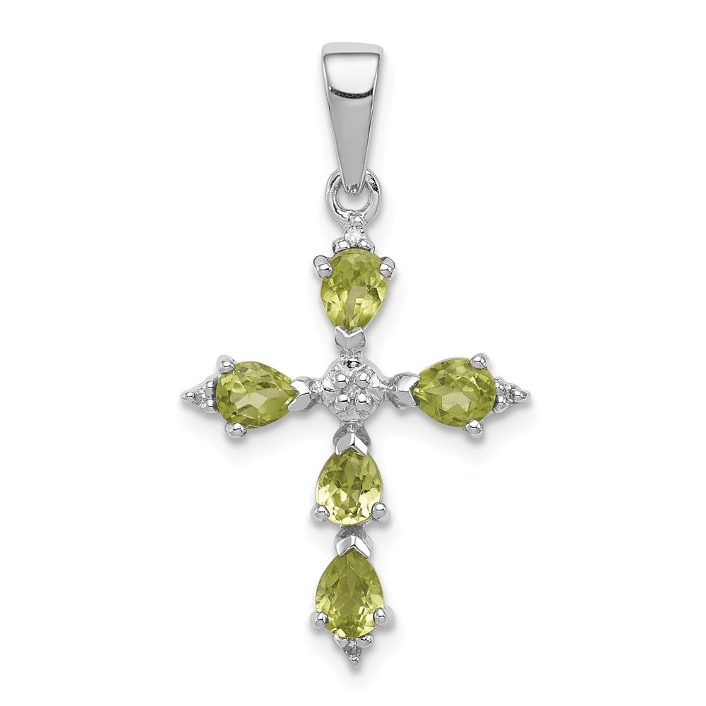 Sterling Silver Peridot & CZ Pendant Fine Jewelry Gift For Her For Women