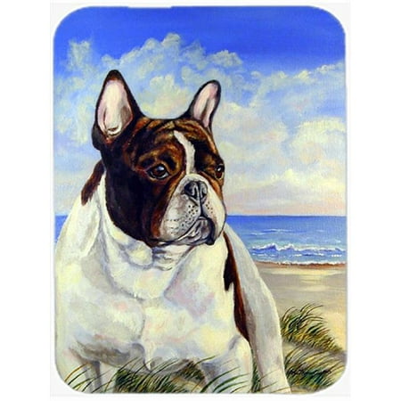 

French Bulldog at the beach Glass Cutting Board - Large 15 x 12 in.