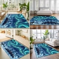 thumbnail image 4 of 3'x5' Area Rugs, Howling Wolf Indoor Outdoor Area Rug for Living Room Bedroom, Boho Sky Boho Navy Turquoise Snowy Rustic Washable Bathroom Rugs Kitchen Floor Carpet Mats Home Decor Aesthetic, 4 of 8