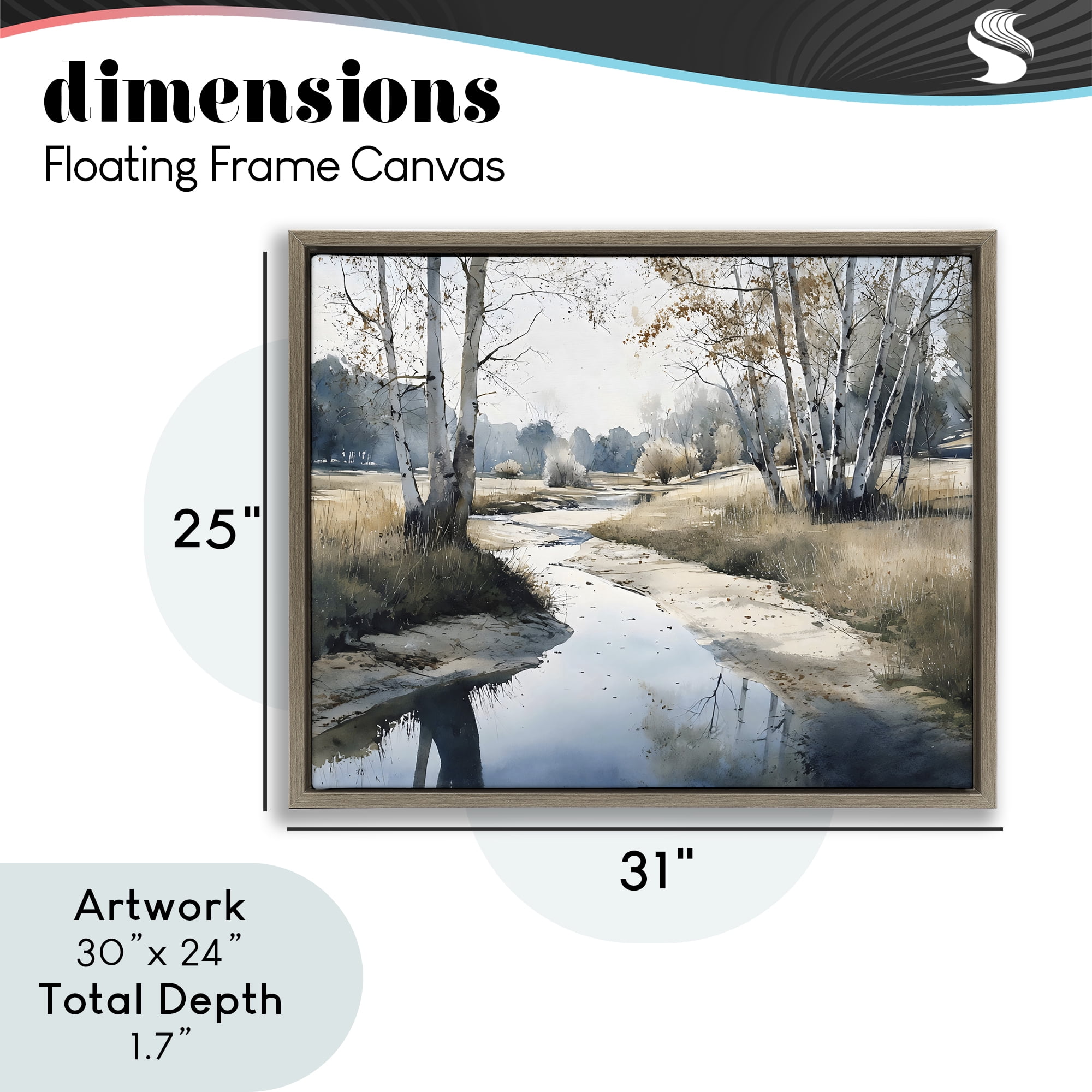 Stupell Industries Birch Tree Creek in Autumn Brown Framed Floater Canvas Wall Art, design by Franklyn Gregory