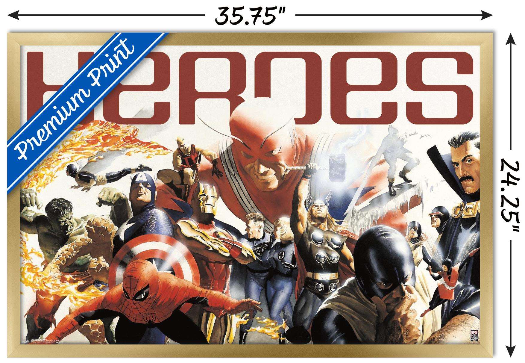 Marvel Comics - Marvel 80th Anniversary - Heroes Wall Poster, 22.375" x 34", Framed