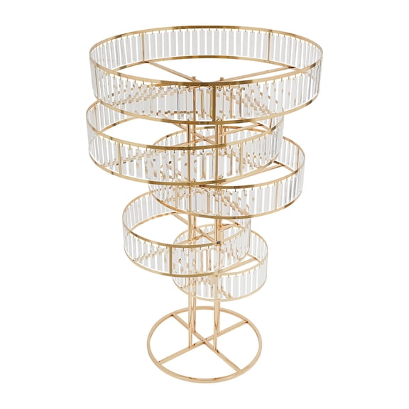 Dwellnix 5-Tier Crystal Wedding Flower Stand, Gold Iron and Acrylic,  Freestanding Decoration for Weddings, Parties, and Special Events