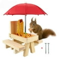 thumbnail image 1 of Squirrel Picnic Table, Wooden Easy Installation Squirrel Picnic Table Feeder Thicken Scratch Resistant  for Parks for Squirrel Natural Wood Color,Natural Wood Color with Red, 1 of 8