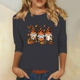 thumbnail image 2 of VKOYWKM Women's Pumpkin Tops Halloween 3/4 Sleeve T-Shirts Funny Fall Clothes Loose Fit Crew Neck Holiday Party Top Blouses, 2 of 5