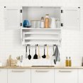 thumbnail image 4 of Costway Salle de Bain Armoire Murale avec Porte-Serviettes et Étagère Extensible Rack en Pin Blanc, 4 of 10