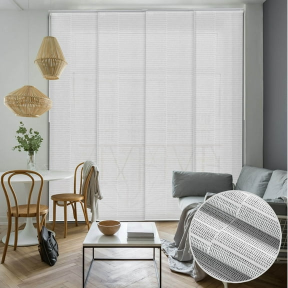 GoDear Design Adjustable Sliding Panel Track Blind 45.8"- 86" W x 96" H, Vertical Blinds, Semi-sheer, Zipper