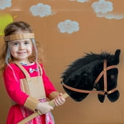 Playful Minds: Stick Pony - Midnight - Black, 34 Wood Stick Ride-On, 12 Plush Horse Head, Realistic Animal Sounds, Bridle & Reins, 3D Eyes, Kids 3+