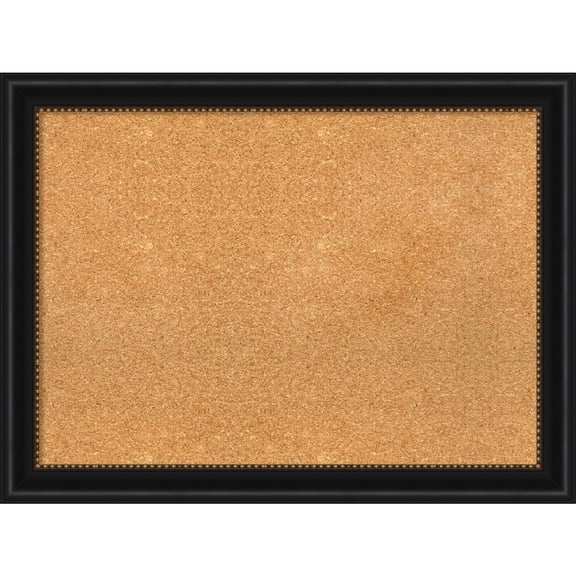 Amanti Art Natural Cork Board Framed Manhattan Black Bulletin Board 32 in. x 24 in.